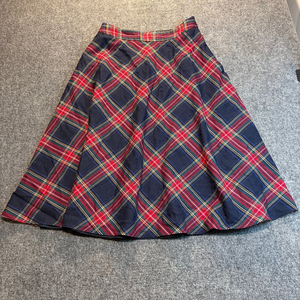 Talbots Petite 6P Tartan Plaid Wool Skirt Red Blue Lined Preppy Career Holiday